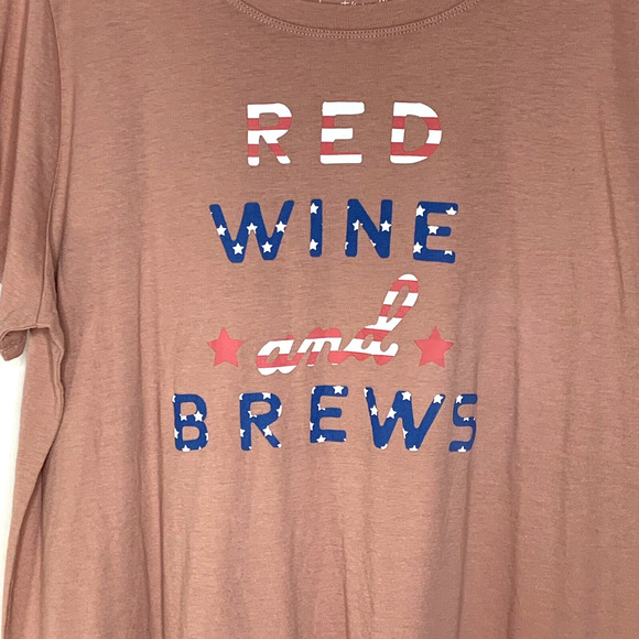 Torrid Womens Graphic Tee Size 2 2X Pink Red Wine And Brews Classic Fit - Picture 2 of 8